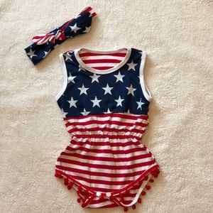 Baby girl Flag Romper